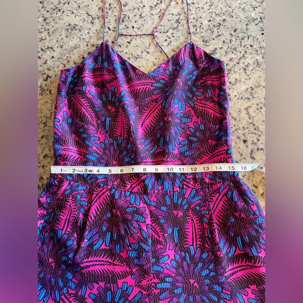 J. Crew Purple & Blue Printed Spaghetti-Strap Jumpsuit